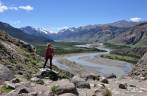 A bela paisagem da trilha para a Laguna de Los Tres, no parque Los Glaciares, região de El Chaltén, no sul da patagonia argentina